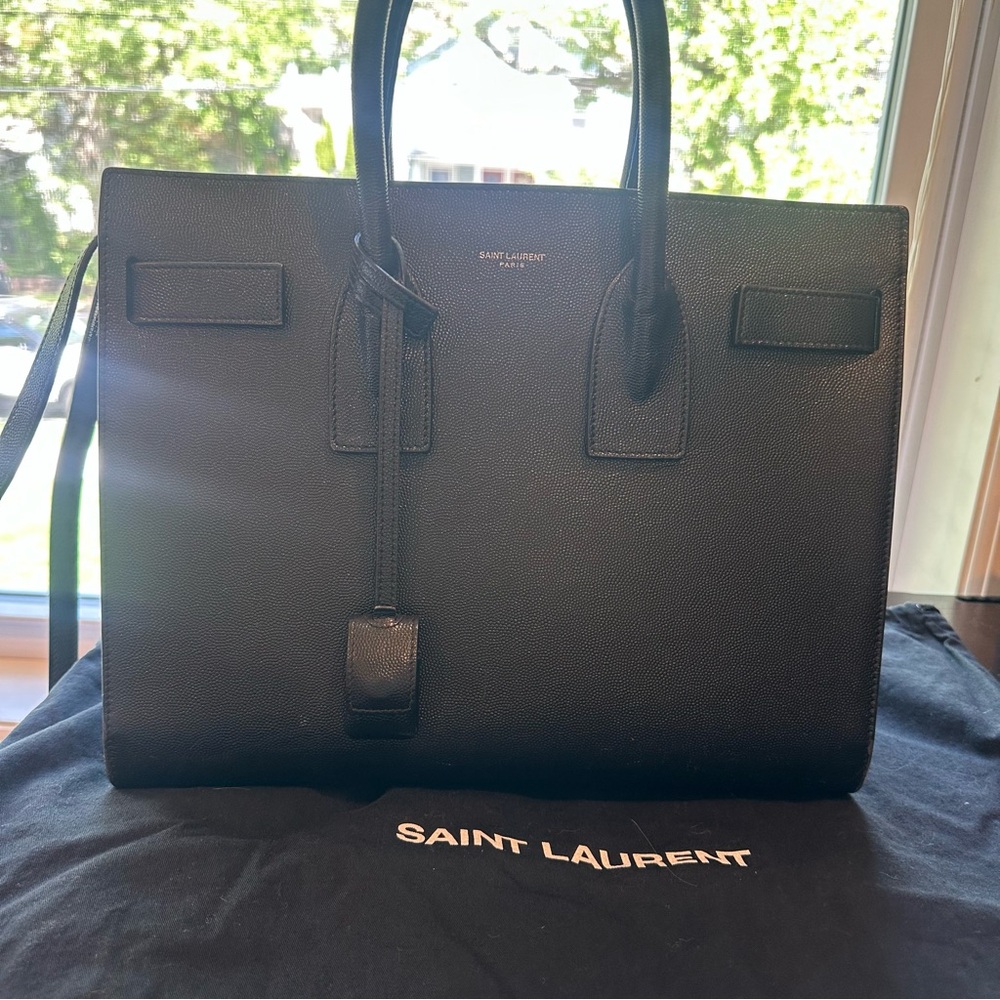 Saint Laurent Black Leather Tote Bag